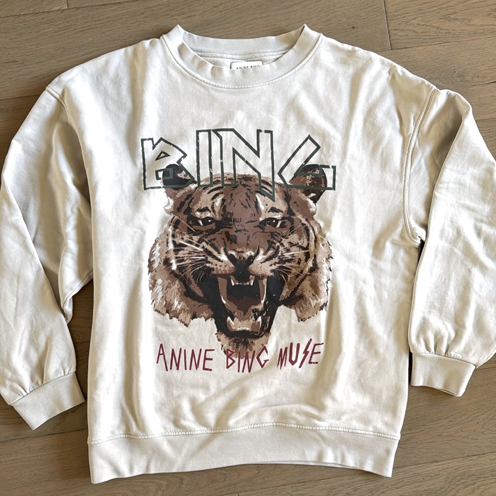 Anine Bing Tiger Sweatshirt Stone - M